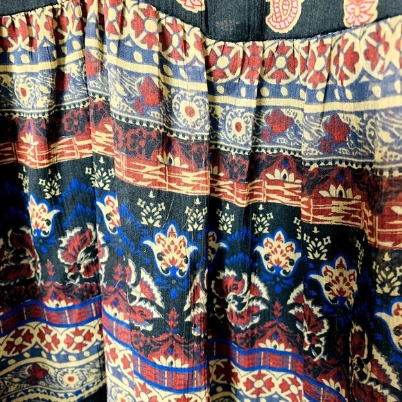 Vero Moda Mix Print Paisley 3/4 Sleeve Sheer Mini Smock Dress Multicolor Large - Picture 6 of 12